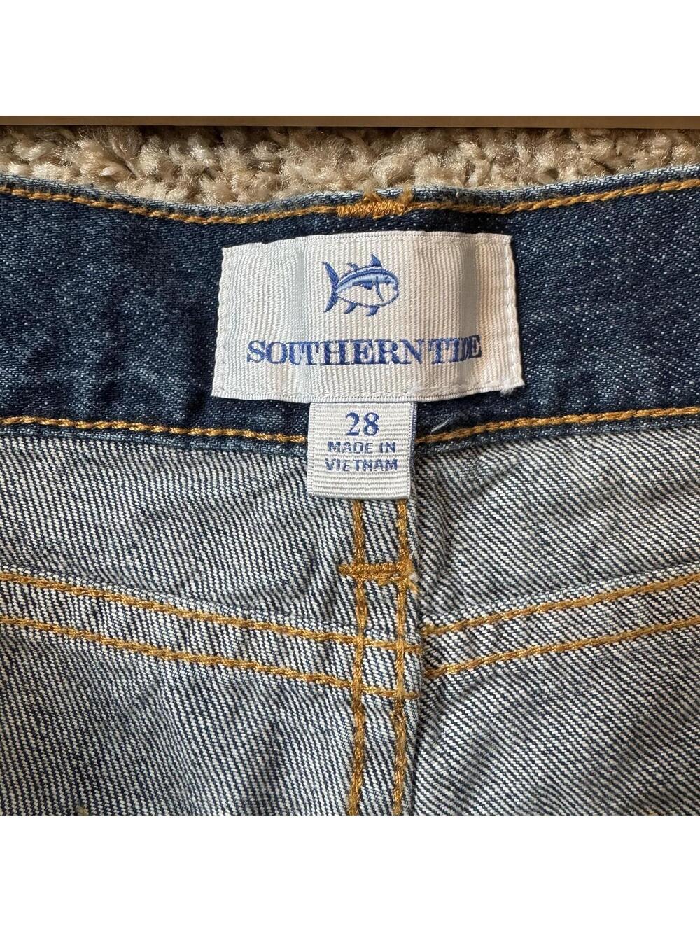 Southern Tide Women's Blue Denim Cutoff Shorts, Waist 28 in.